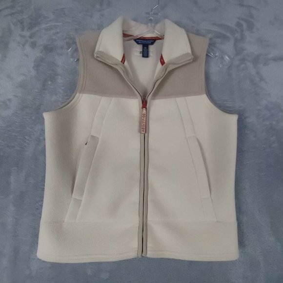 American Eagle Outfitters Womens Vest Beige Two Tone Full Zip Pockets Collar M - Picture 1 of 7